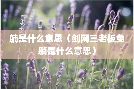 躺是什么意思（剑网三老板免躺是什么意思）