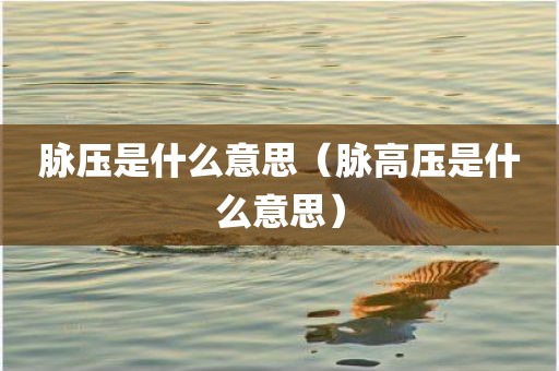 脉压是什么意思（脉高压是什么意思）
