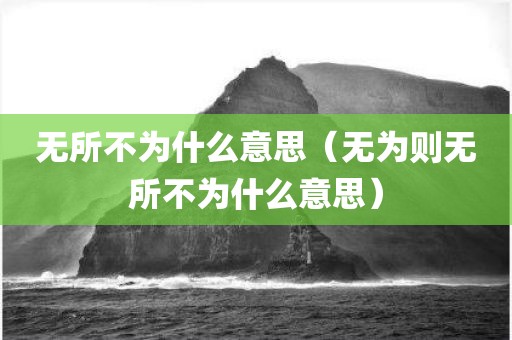 无所不为什么意思（无为则无所不为什么意思）