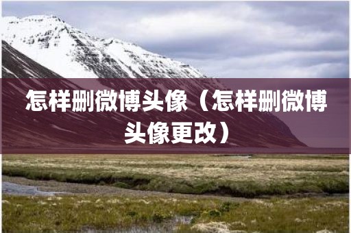 怎样删微博头像（怎样删微博头像更改）