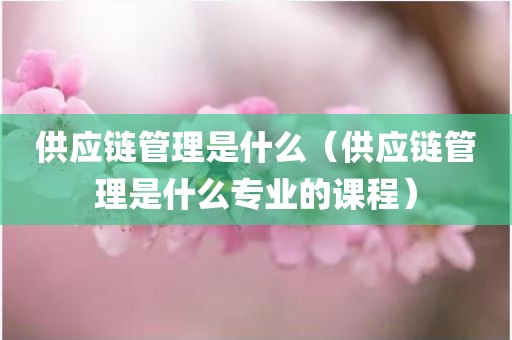 供应链管理是什么（供应链管理是什么专业的课程）