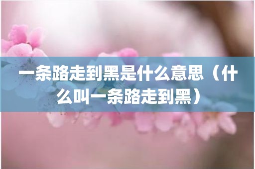 一条路走到黑是什么意思（什么叫一条路走到黑）