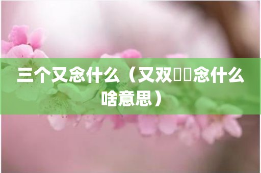 三个又念什么（又双叒叕念什么啥意思）