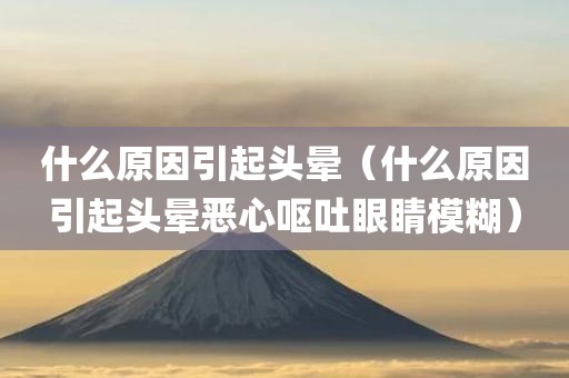 什么原因引起头晕(什么原因引起头晕恶心呕吐眼睛模糊)