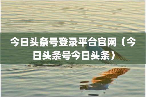今日头条号登录平台官网（今日头条号今日头条）
