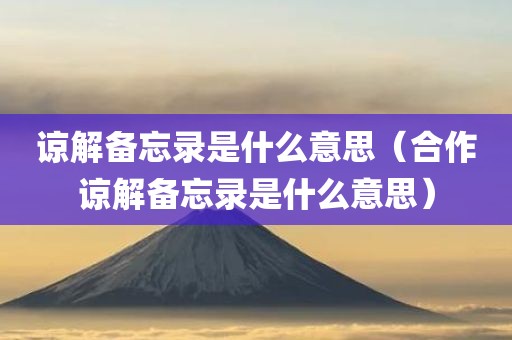 谅解备忘录是什么意思（合作谅解备忘录是什么意思）