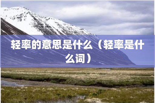 轻率的意思是什么（轻率是什么词）