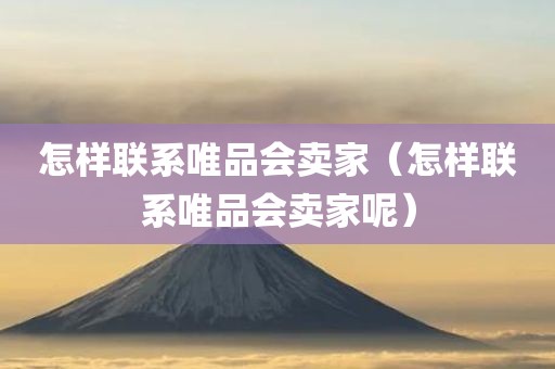 怎样联系唯品会卖家（怎样联系唯品会卖家呢）