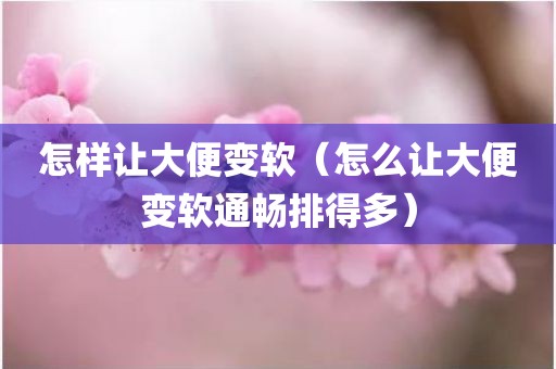 怎样让大便变软（怎么让大便变软通畅排得多）
