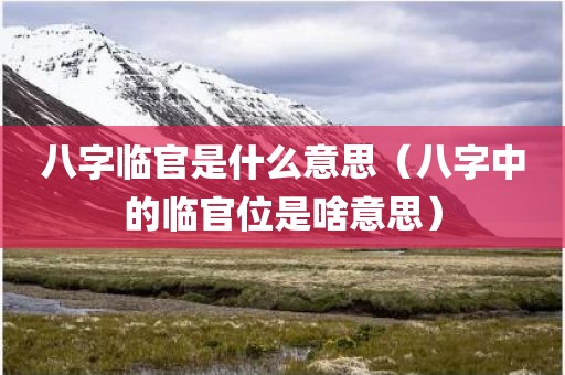 八字临官是什么意思（八字中的临官位是啥意思）