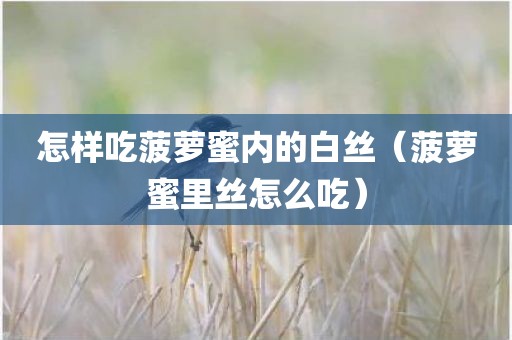 怎样吃菠萝蜜内的白丝（菠萝蜜里丝怎么吃）