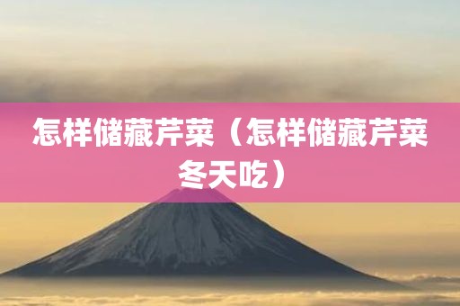 怎样储藏芹菜（怎样储藏芹菜冬天吃）