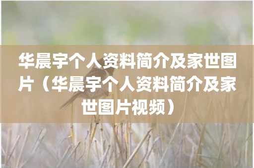 华晨宇个人资料简介及家世图片（华晨宇个人资料简介及家世图片视频）