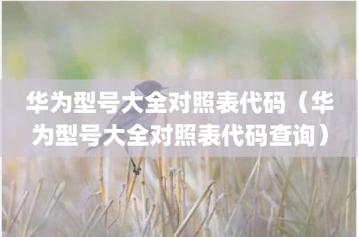 华为型号大全对照表代码（华为型号大全对照表代码查询）