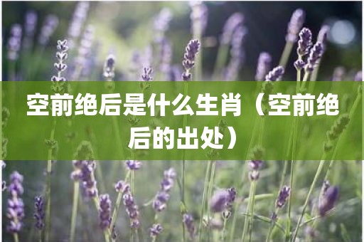 空前绝后是什么生肖（空前绝后的出处）