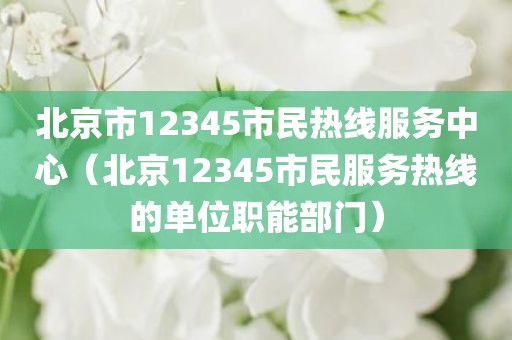 北京市12345市民热线服务中心（北京12345市民服务热线的单位职能部门）