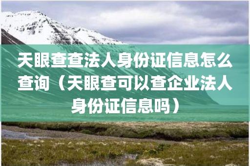 天眼查查法人身份证信息怎么查询（天眼查可以查企业法人身份证信息吗）