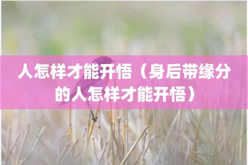 人怎样才能开悟（身后带缘分的人怎样才能开悟）