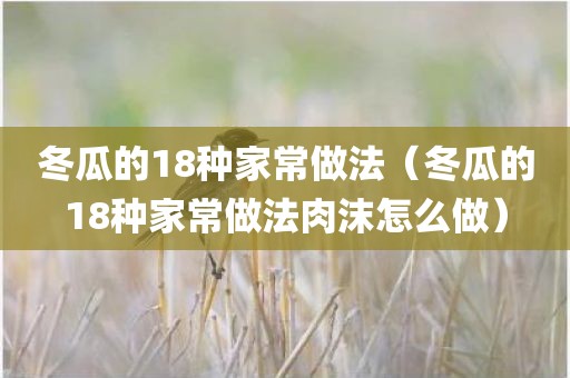 冬瓜的18种家常做法（冬瓜的18种家常做法肉沫怎么做）