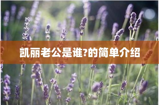 凯丽老公是谁?的简单介绍