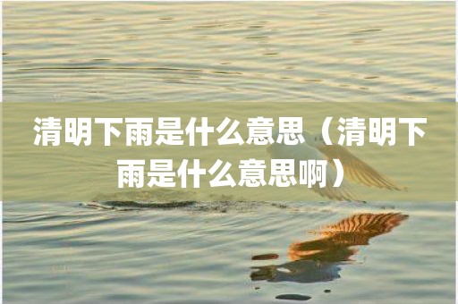 清明下雨是什么意思（清明下雨是什么意思啊）