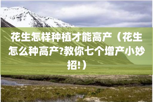 花生怎样种植才能高产（花生怎么种高产?教你七个增产小妙招!）