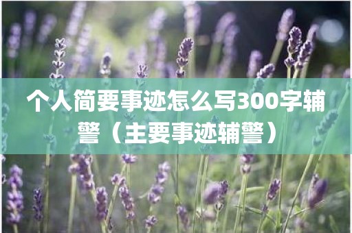个人简要事迹怎么写300字辅警（主要事迹辅警）