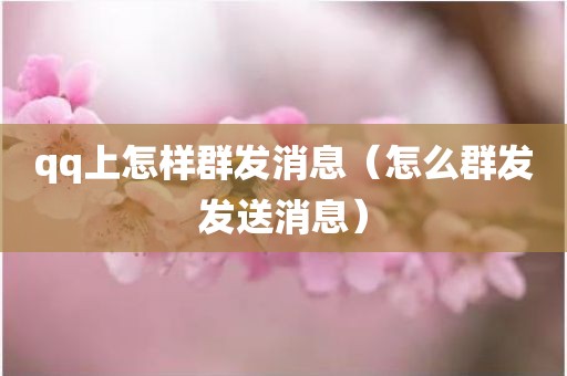 qq上怎样群发消息（怎么群发发送消息）