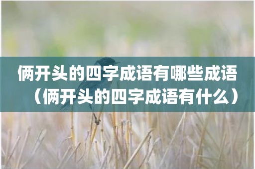 俩开头的四字成语有哪些成语（俩开头的四字成语有什么）