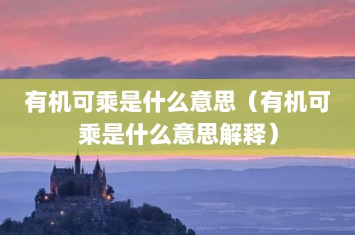 有机可乘是什么意思（有机可乘是什么意思解释）