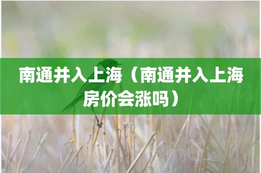 南通并入上海（南通并入上海房价会涨吗）