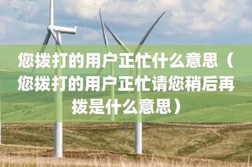 您拨打的用户正忙什么意思（您拨打的用户正忙请您稍后再拨是什么意思）