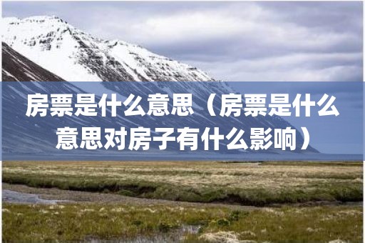 房票是什么意思（房票是什么意思对房子有什么影响）