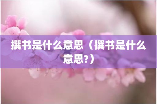 撰书是什么意思(撰书是什么意思?)