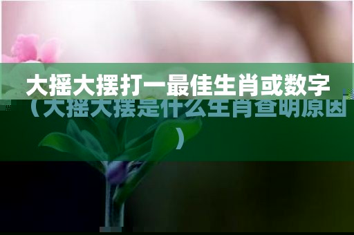 大摇大摆打一最佳生肖或数字（大摇大摆是什么生肖查明原因）