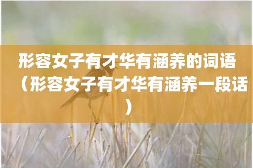 形容女子有才华有涵养的词语（形容女子有才华有涵养一段话）