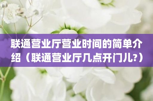 联通营业厅营业时间的简单介绍(联通营业厅几点开门儿?)