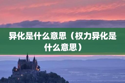异化是什么意思（权力异化是什么意思）