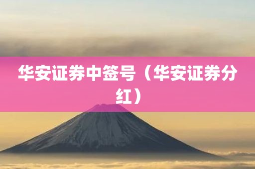 华安证券中签号（华安证券分红）