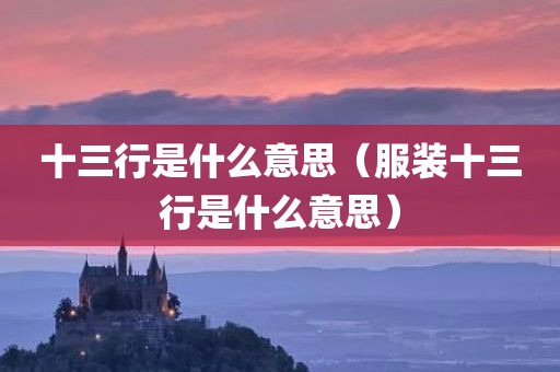 十三行是什么意思（服装十三行是什么意思）