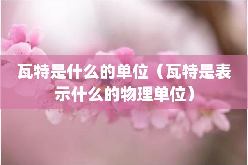 瓦特是什么的单位（瓦特是表示什么的物理单位）