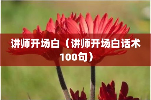 讲师开场白（讲师开场白话术100句）