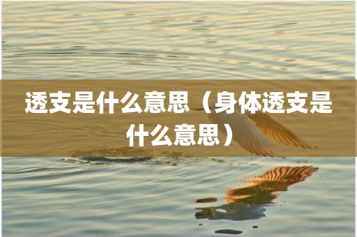 透支是什么意思（身体透支是什么意思）