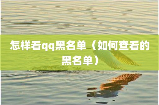 怎样看qq黑名单（如何查看的黑名单）