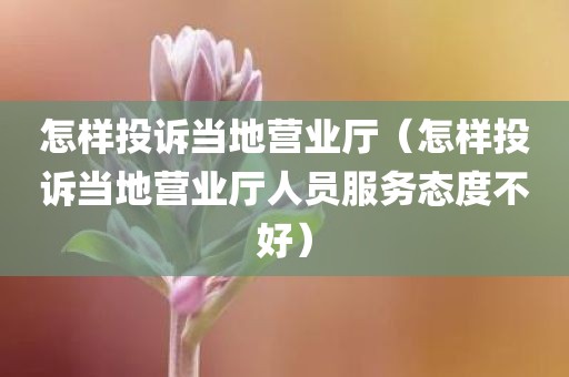 怎样投诉当地营业厅（怎样投诉当地营业厅人员服务态度不好）