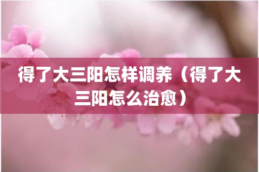 得了大三阳怎样调养（得了大三阳怎么治愈）