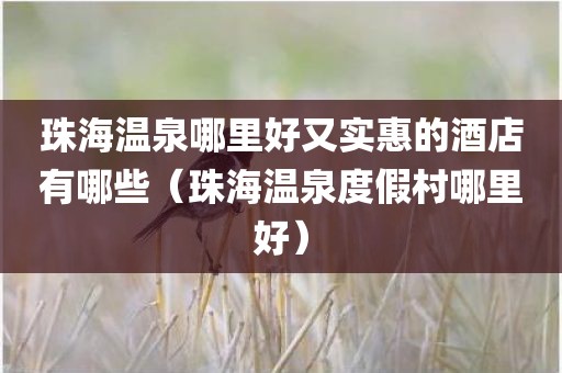 珠海温泉哪里好又实惠的酒店有哪些（珠海温泉度假村哪里好）