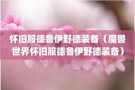 怀旧服德鲁伊野德装备（魔兽世界怀旧服德鲁伊野德装备）