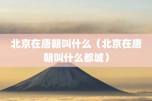 北京在唐朝叫什么（北京在唐朝叫什么都城）