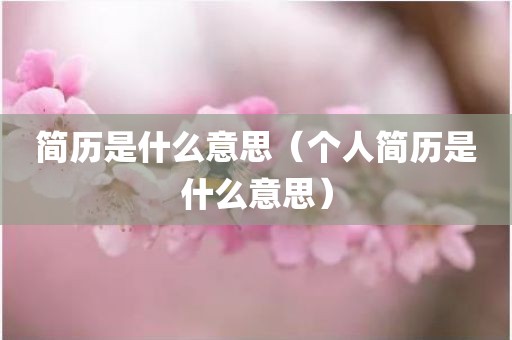 简历是什么意思(个人简历是什么意思)